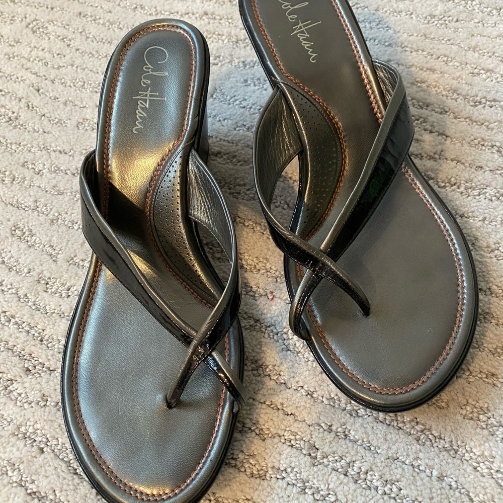 ❌SOLD❌Cole Haan Patent Leather Wedge Sandals